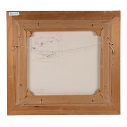 Douglas Hill (British 1953-): 'November Evening - St Ives', oil on canvas, signed titled and dated '94 verso with a small preparatory ink sketch 40cm x 45cm