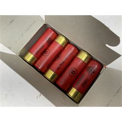 SHOTGUN CERTIFICATE REQUIRED - AMMUNITION - one-hundred and seventy-six 12-bore shotgun cartridges, boxed and in a leather cartridge belt with pouch; together with ninety-five .410 cartridges (seventy-nine 65mm and sixteen 50mm) in boxes