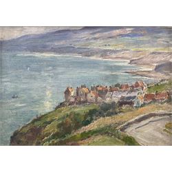 Owen Bowen (Staithes Group 1873-1967): 'Robin Hood's Bay - Yorkshire Coast', oil on board signed, titled verso 24cm x 34cm