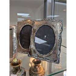 Four silver mounted photograph frames, including Edwardian pair with C scroll and reed and ribbon borders, hallmarked Henry Matthews, Birmingham 1908, tallest H18cm