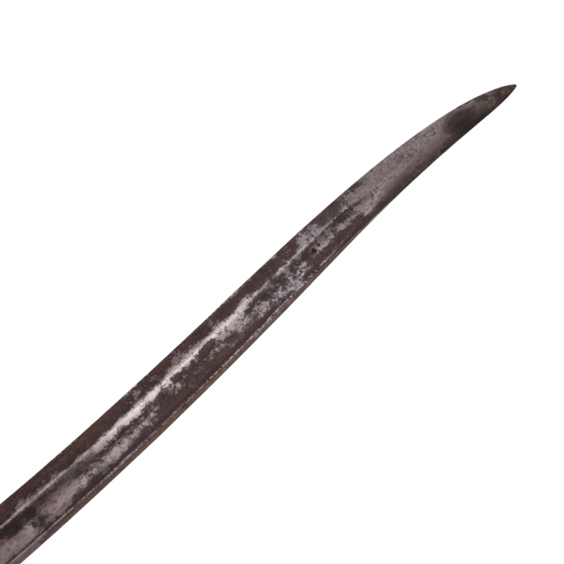 Sword, the 86cm single edged blade marked Toledo with metal scabbard, together with  Yataghan bayonet