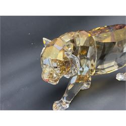 Swarovski Crystal tiger family, comprising adult and two cubs, adult H8.5cm 