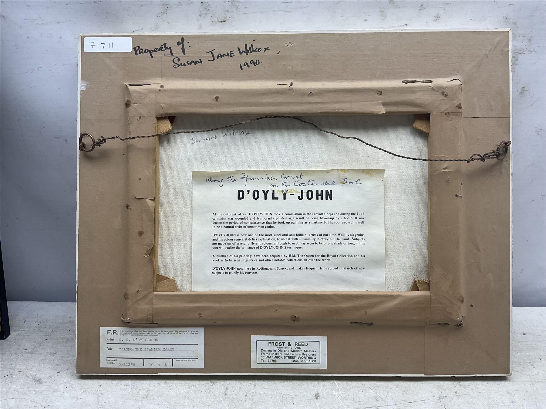 Cecil Rochfort D'oyly John (British 1906-1993): 'Along the Spanish Coast', oil on canvas signed, titled on gallery label verso 25cm x 35cm 
Provenance: exh. Frost & Reed, Worthing, label verso