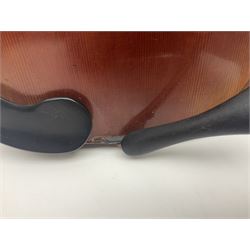 Saxony violin c1900 with 36cm two-piece maple back and ribs and spruce top; bears label 'Antonius Stradivarius Cremonensis Faciebat Anno 17**' L59cm overall; in carrying case