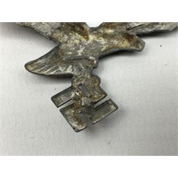 Five WW2 German peaked cap badges, four with double-pinned backs