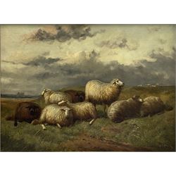 Samuel Joseph Clark (British 1834-1912): Sheep in Landscape, oil on canvas signed 29cm x 38cm