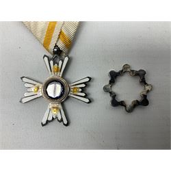 Three Japanese silver gilt Order of The Sacred Treasure medals - 5th Class, 6th Class and 7th Class (3)