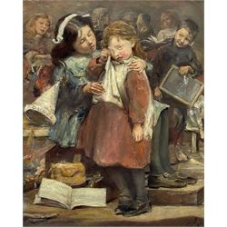 Ralph Hedley (Staithes Group 1851-1913): The School Room, oil on canvas signed with initials 37cm x 29cm