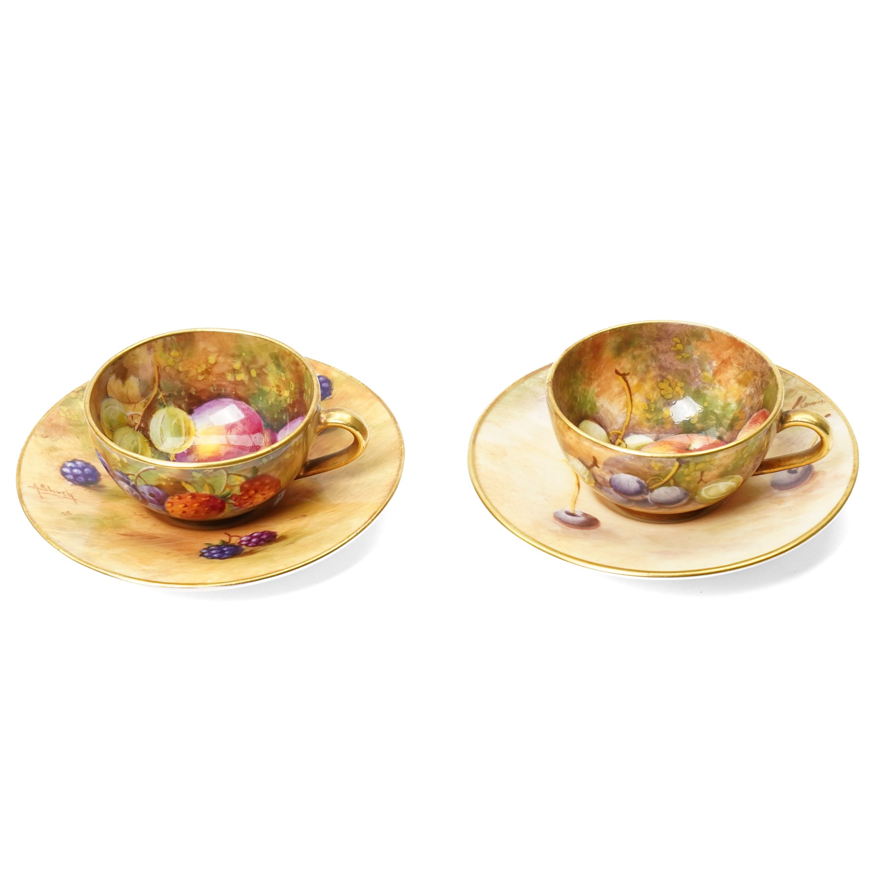 Royal Worcester miniature cabinet cup and saucer painte | Ceramics