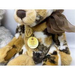 Six Charlie Bears, comprising three limited edition examples from the Hatty bears series,  Miss Daisy CB206000O, 382/3000, Miss Marble CB205242O, 385/3000, and TC CB185165, 22/3000, plus Red Liquorice CB150011O, designed by Heather Lyell, and Leonie CB124915, and Kiki CB124961, both designed by Isabelle Lee, all with tags 