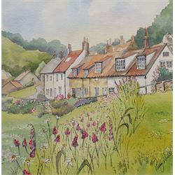 Penny Wicks (British 1949-): Wild Flowers Sandsend, pen and wash signed 30cm x 30cm 