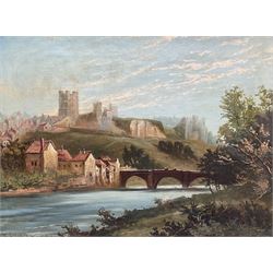T Stephenson (British 19th century): Richmond Castle from the River Swale, oil on canvas signed and dated '94, housed in ornate gilt frame with foliate design 44cm x 59cm