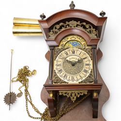 Reproduction Dutch wall clock and a Schatz 365 day clock under glass dome shade (2)