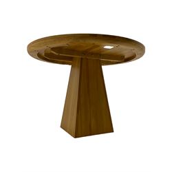 Light oak circular dining table, tapered pedestal