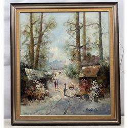 Heinz-Jurgen Menzinger (German 1943-): Winter Village Landscape, oil on canvas signed 80cm x 70cm 