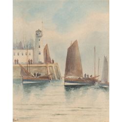 A Smith (British 19th/20th Century): Scarborough Pier Lighthouse, watercolour indistinctly...