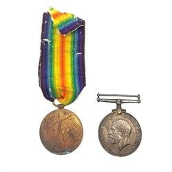 WW1 pair of medals comprising British War Medal and Victory Medal awarded to 74791 Gnr. S.B. Halder R.A.