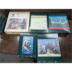 Chatsworth box easel, together with a Reeves table easel, collection of Wentworth jigsaw puzzles and two picnic baskets