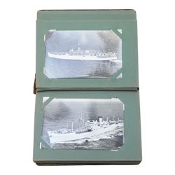 Large collection of shipping postcards, loose, in albums and album pages including ocean liners, ferries and ship photographs approx 1300 cards in total 