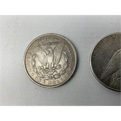 USA Morgan Dollar, and a 1925 Peace Dollar, (2)