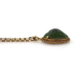 Early 20th century 18ct gold scarab beetle pendant, on 9ct gold necklace