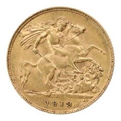 King George V 1913 gold half sovereign coin