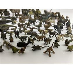 Collection of miniature cold painted bronze and similar animals, to include birds, sheep, horses etc 