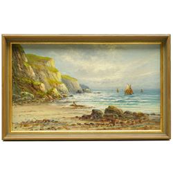 Frank Hider (British 1861-1933): 'A Breezy Day on the South Coast', oil on canvas signed, titled verso 29cm x 49cm