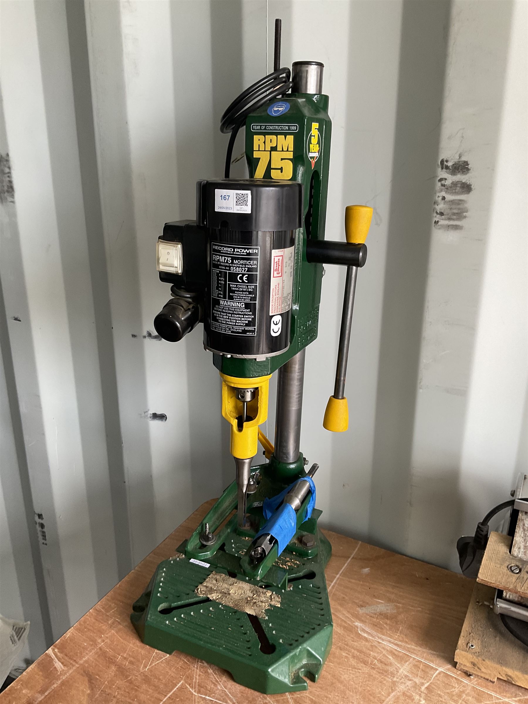 Record Power Benchtop Morticer RPM75 - THIS LOT IS TO BE COLLECTED BY APPOINTMENT FROM DUGGLEBY STORAGE, GREAT HILL, EASTFIELD, SCARBOROUGH, YO11 3TX
