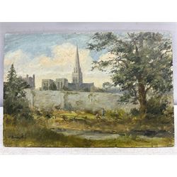 Victor Coverley-Price (British 1901-1988): View Towards Chichester Cathedral, oil on board signed 20.5cm x 30.5cm (unframed)
