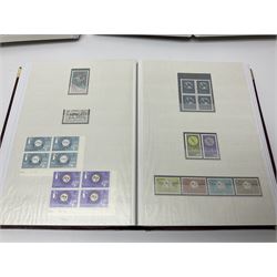 Thematic stamp collection relating to satellites, telecommunications and space from various Countries including Angola, Antigua, Ascension, Australia, Bahamas Barbados, Bhutan, British Virgin Islands, Denmark, Ecuador, Israel etc, a mint and used collection housed in three stockbooks