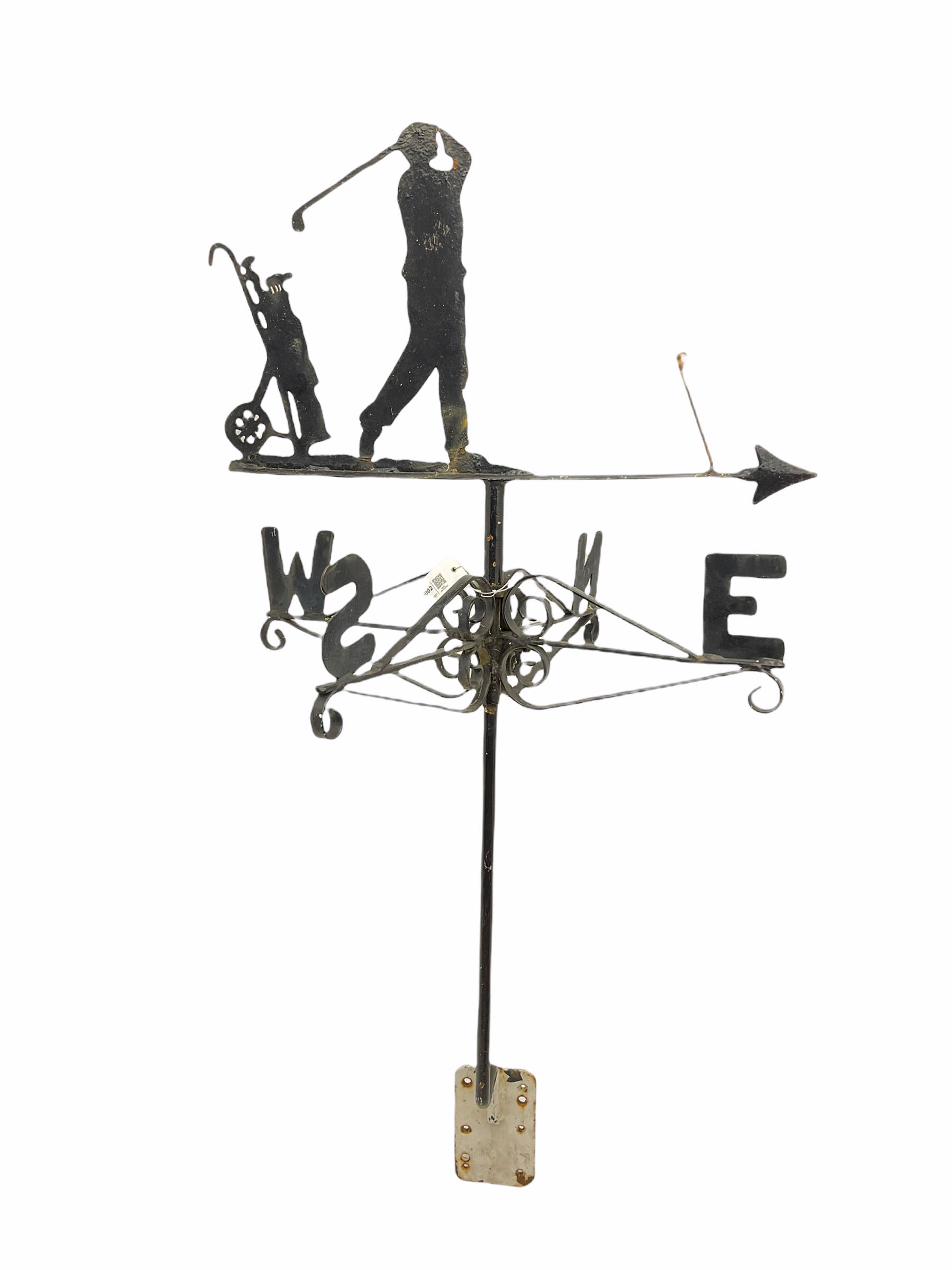 Wrought metal weathervane, set with golfing scene - THIS LOT IS TO BE COLLECTED BY APPOINTMENT FROM DUGGLEBY STORAGE, GREAT HILL, EASTFIELD, SCARBOROUGH, YO11 3TX