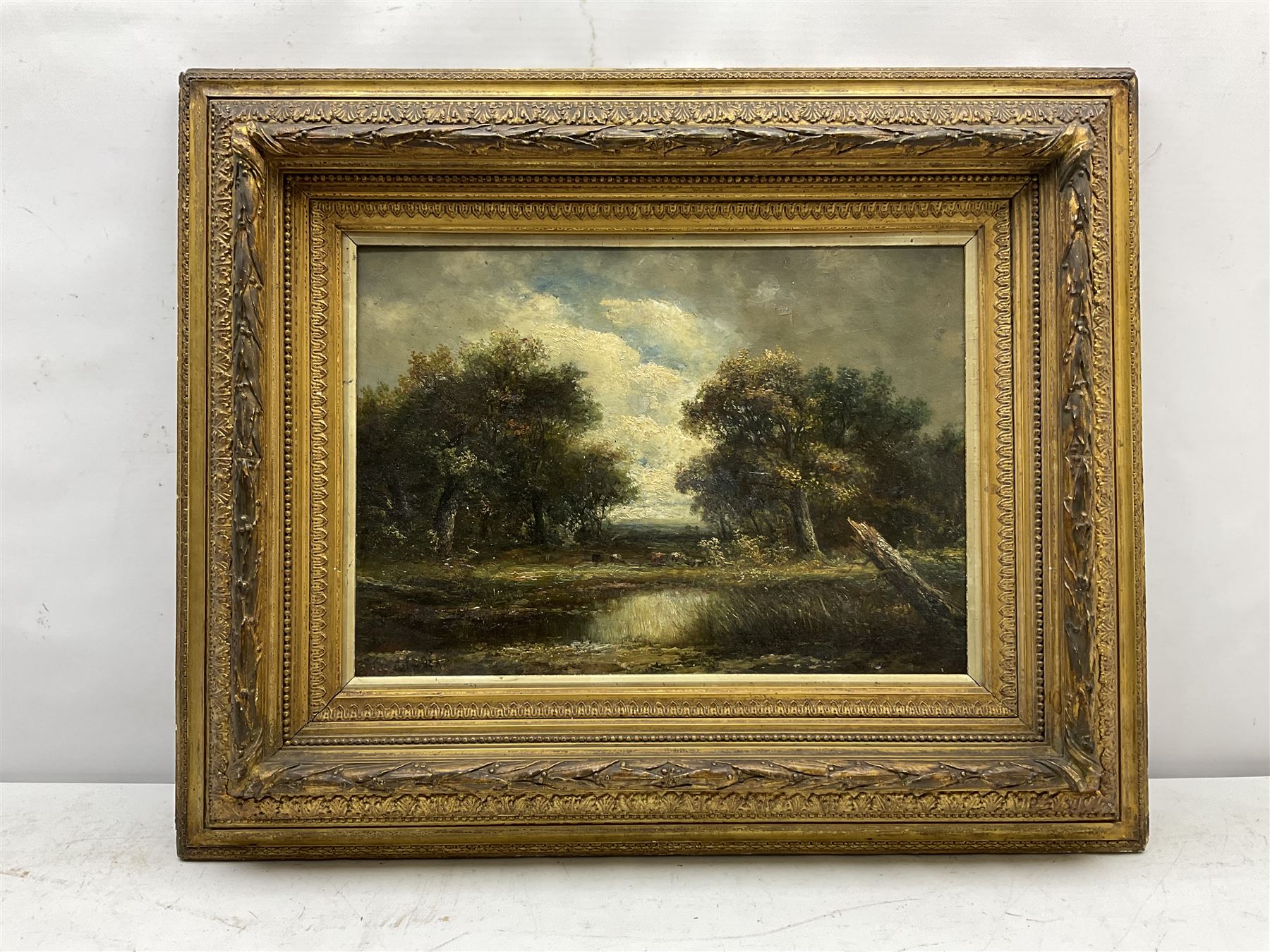 Follower of John Constable RA (British 1776-1837): Wooded Landscape with Cattle, early 19th century oil on panel bears later signature 31cm x 44cm