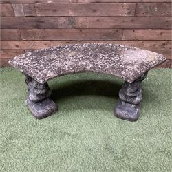 Cast stone three piece squirrel garden bench - THIS LOT IS TO BE COLLECTED BY APPOINTMENT FROM DUGGLEBY STORAGE, GREAT HILL, EASTFIELD, SCARBOROUGH, YO11 3TX