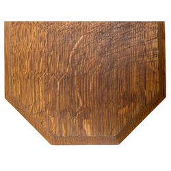'Mouseman' oak breadboard, canted rectangular form with moulded edge carved with mouse signature, by Robert Thompson of Kilburn 
