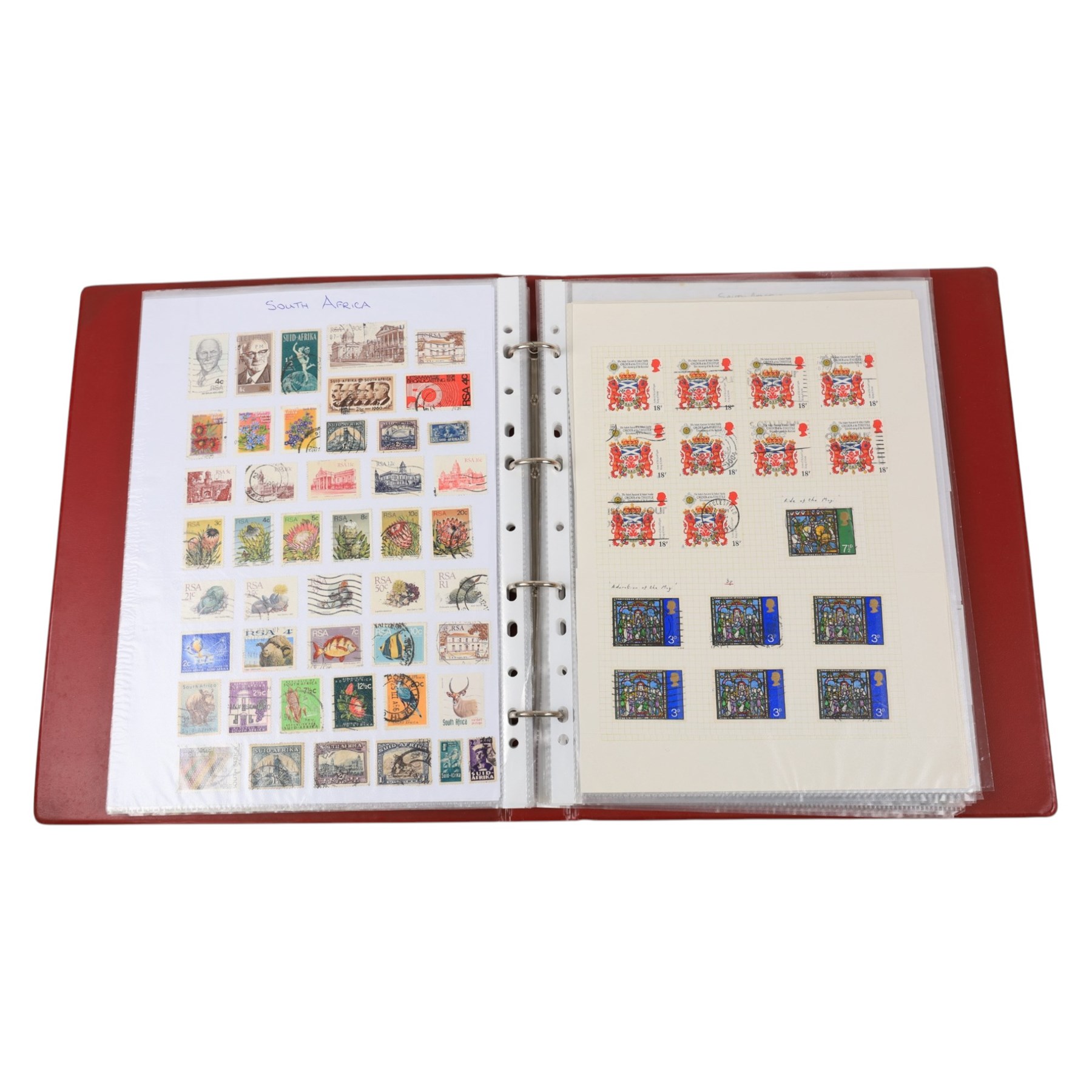 Great British and World stamps, including Queen Victoria penny black with red MX cancel and four margins, in small box, and in twenty-two albums