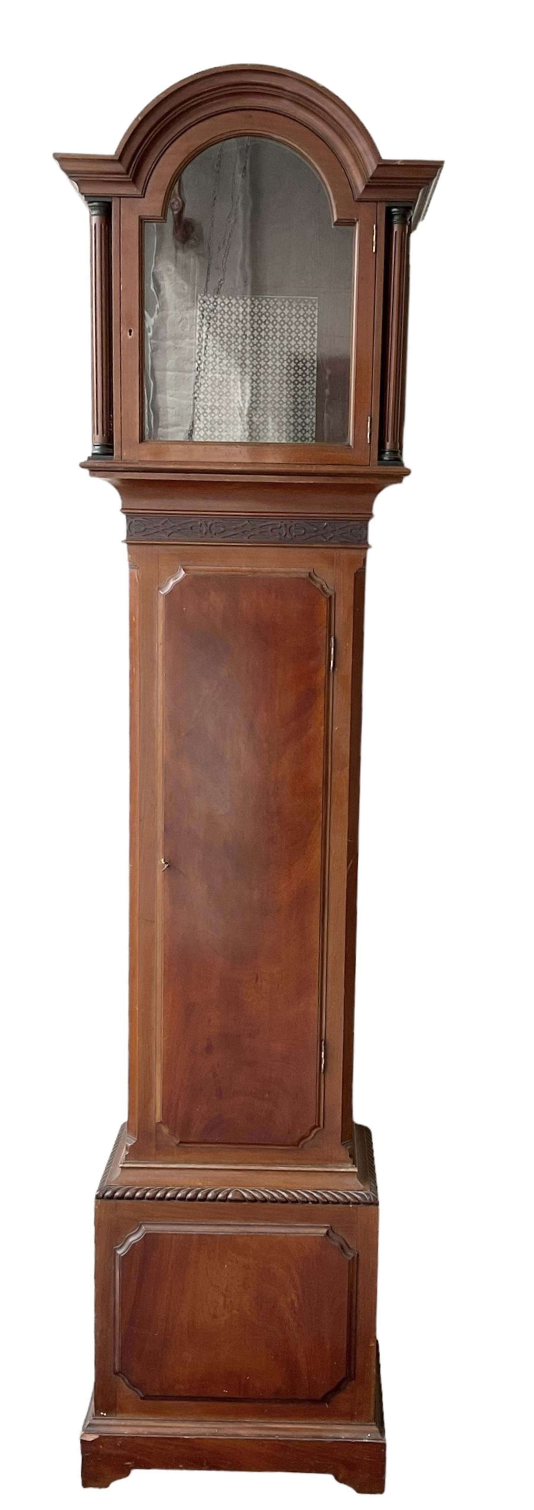 Empty 20th century Mahogany Longcase - designed in an 18th century London style, with a break-arch hood and 12