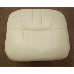 Cream leather swivel chair and matching footstool, W80cm  
