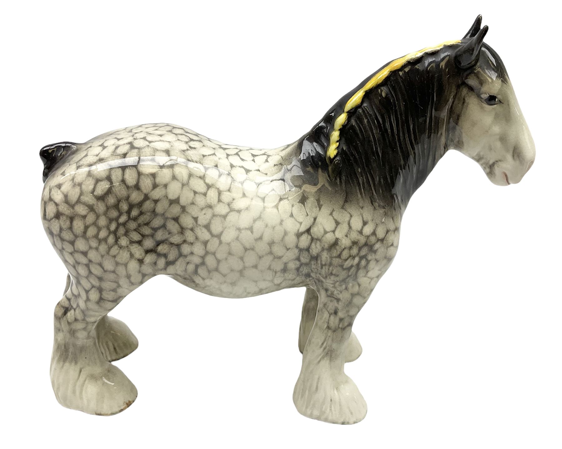 Beswick Shire horse in rocking horse grey no. 818, with printed mark beneath, H21cm