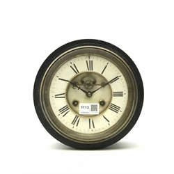  Victorian circular slate clock head, Roman enamel dial with visible brocot escapement, movement by S. Marti & Cie (Medaille de Bronze), D22.5cm  