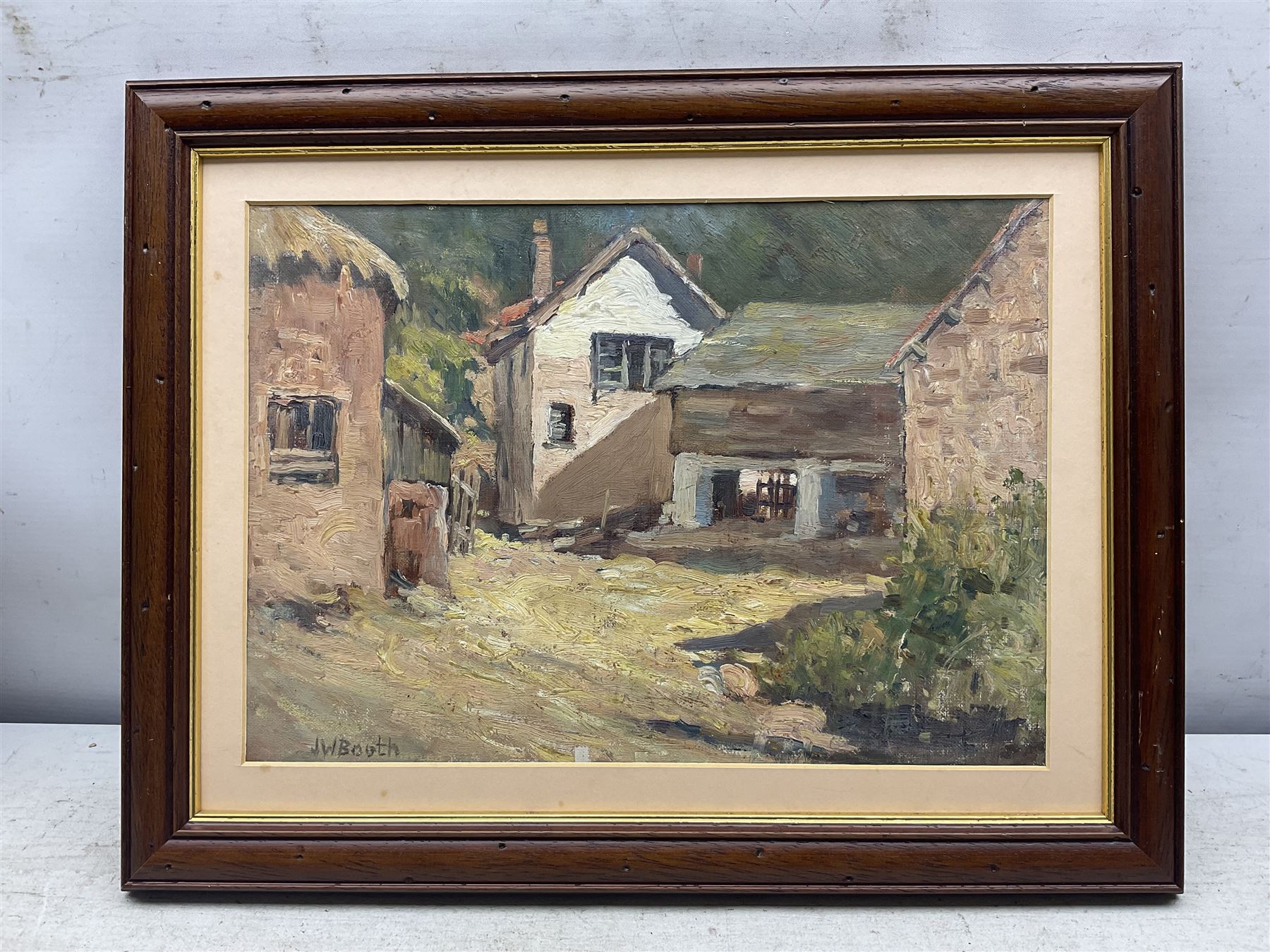 James William Booth (Staithes Group 1867-1953): Farmyard Scene, oil on canvas laid on board signed 22cm x 31cm