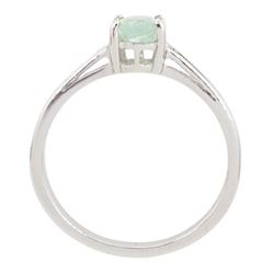 18ct white gold single stone oval cut Paraiba tourmaline ring, hallmarked, tourmaline approx 0.55 carat
