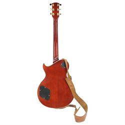 Richwood Artist Series RE-129 electric guitar, in natural finish, contained within a Fender soft carry case, guitar length L99cm
