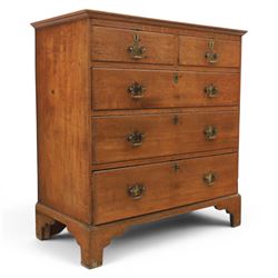18th century oak chest, moulded rectangular top, above two short over three long graduatin...