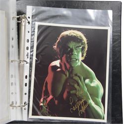 Collection of Sci-Fi signed photographs, mostly Star Wars, including Kenny Baker (R2D2), Jeremy Bulloch (Boba Fett), Michael Carter (Bib Fortuna), Phil Brown (Uncle Owen), Peter Mayhew (Chewbacca), Mike Edmonds (Logray), Warwick Davies (Wicket), Dave Prowse (Darth Vader) and Lou Ferringo (The Hulk), all dedicated, obtained at the Dave Prowse Promotions Mulitcon Event 1998 at The Norbreck Caste Hotel, Blackpool