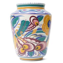 Carter Stabler & Adams Poole Pottery vase, by Ann Hatchard in pattern BX 'Bug Eye', designed by Truda Carter, shape 970, H24.5cm 