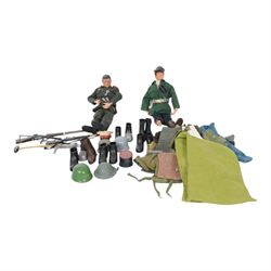 Two 1960s/70s Palitoy Action Man dolls, one with painted hair and one with flocked hair, b...