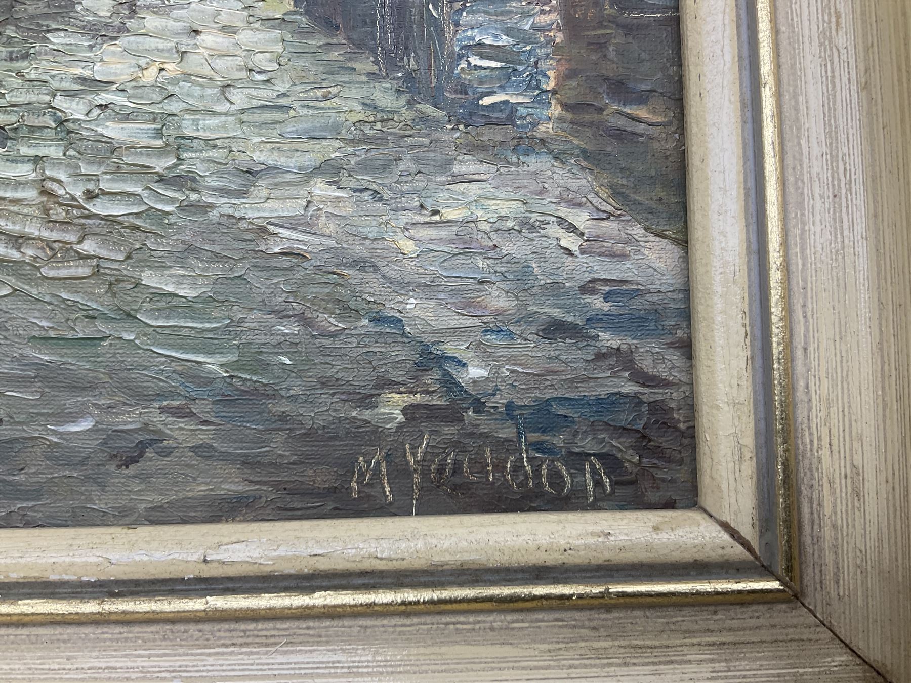 Barbara C Shaw (Northern British 20th century): 'Lane into Thorpe' and 'Main Street', two oil on boards signed together with M Yeadon (Northern British contemporary): 'Howarth Main Street Bronte Country', oil on board signed max 24cm x 39cm (3)