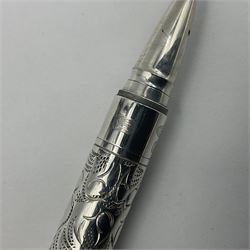 Silver Yard-o-Led Viceroy ballpoint pen, the foliate engraved barrel and cap hallmarked Birmingham 2004 and stamped 925, L11cm