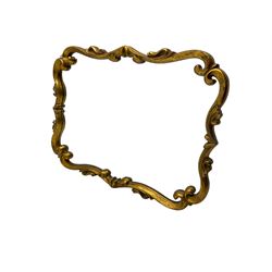 Rococo design gilt framed mirror, the shaped rectangular frame decorated with scrolls and foliate designs